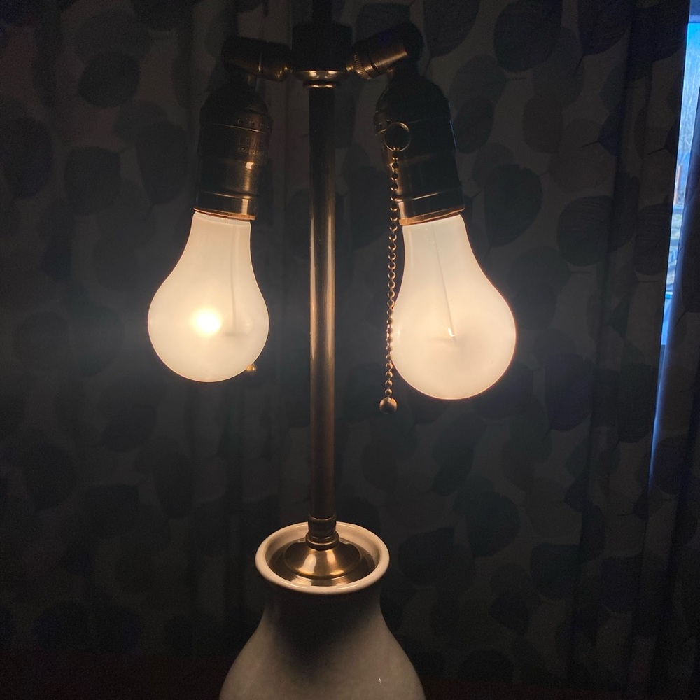 MCM John Thompson Large Ceramic Triple Gourd Vase Table Lamp EUC In Pearl -Qty 1 - Picture 6 of 16